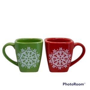 👠 Pair of Christmas 2004 Starbucks Mug - Red/Green